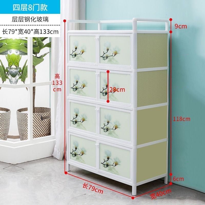 Aluminum alloy cupboard for home kitchen cabinet simple multi-functional stainless steel locker multi-layer stove storage cabinet box