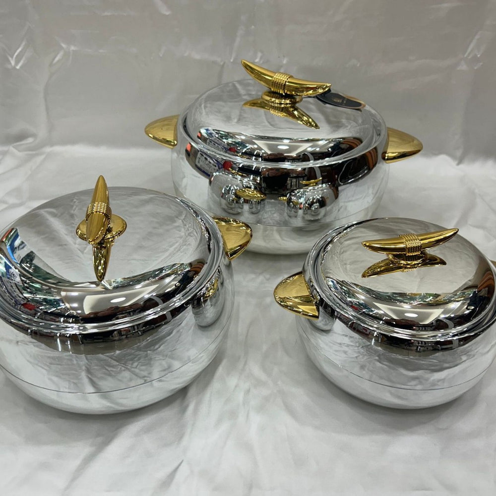 3pcs gold-plated and silver-plated 3-piece thermal insulation box 1l-2l-3.5l