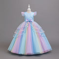 Girls' formal dress - mesh rainbow gradient princess dress - cross-border e-commerce, european & american style, ready stock wholesale children's clothing