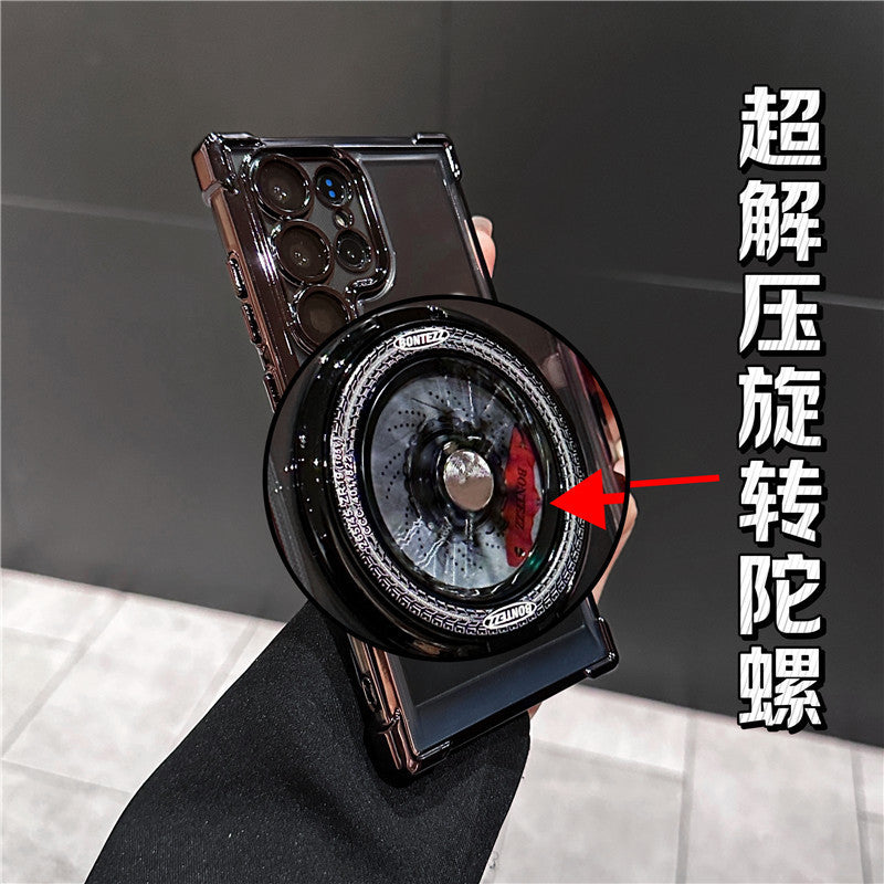 Suitable for samsung s26u/s25 decompression mobile phone case electroplated four corners anti-fall a37 fidget spinner magnetic holder case
