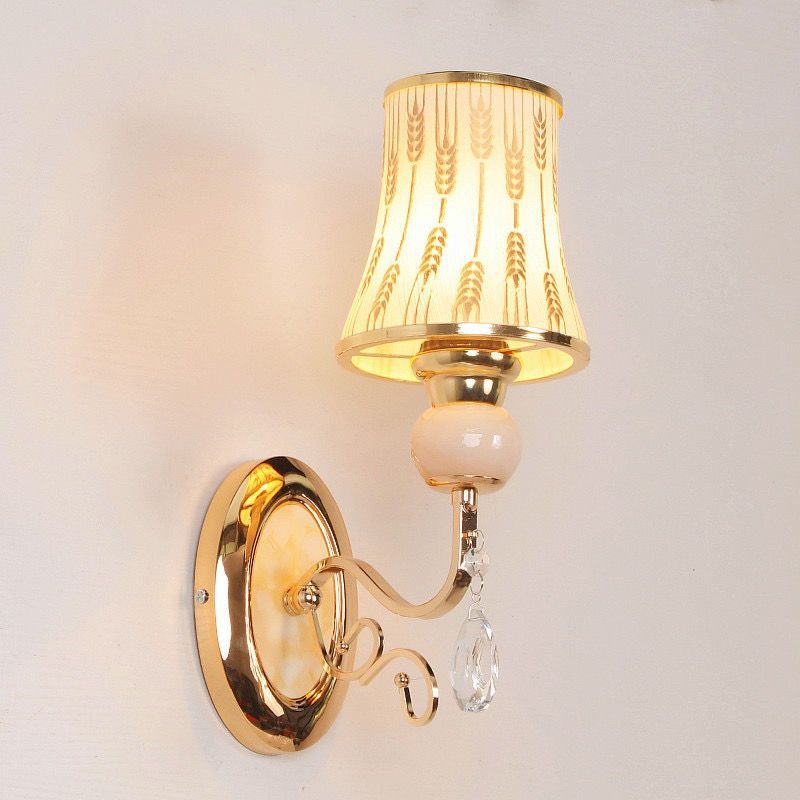 Wall lamp led bedside lamp bedroom room wall lamp glass high-end crystal wall lamp european yunlai