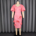 elegance heart neck lantern sleeve dress stereo flower silm hip party evening dress dresses