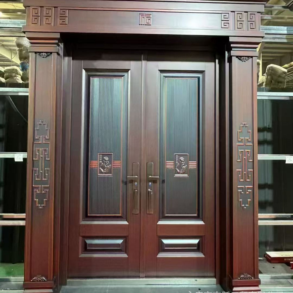 Zinc alloy villa door double door courtyard door entrance double door rural self-built house security door for home entrance door