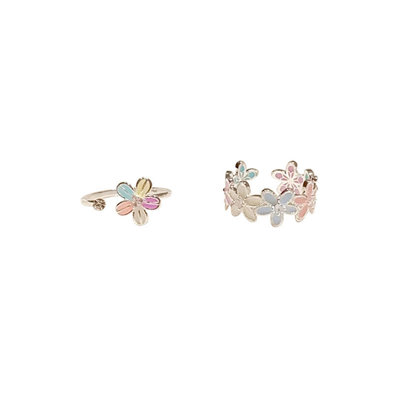 Dopamine flower ring - unique design, high-end feel, adjustable open ring, perfect for students, decorative accessory