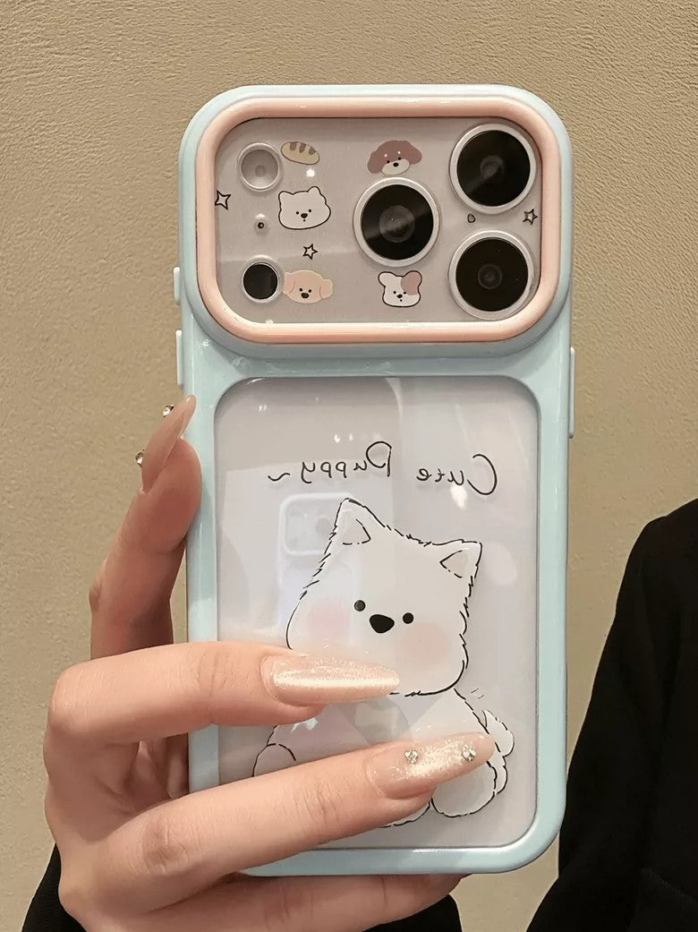 Suitable for apple 17promax mobile phone case cartoon tilted head west highland puppy english iphone18 starry sky case 16