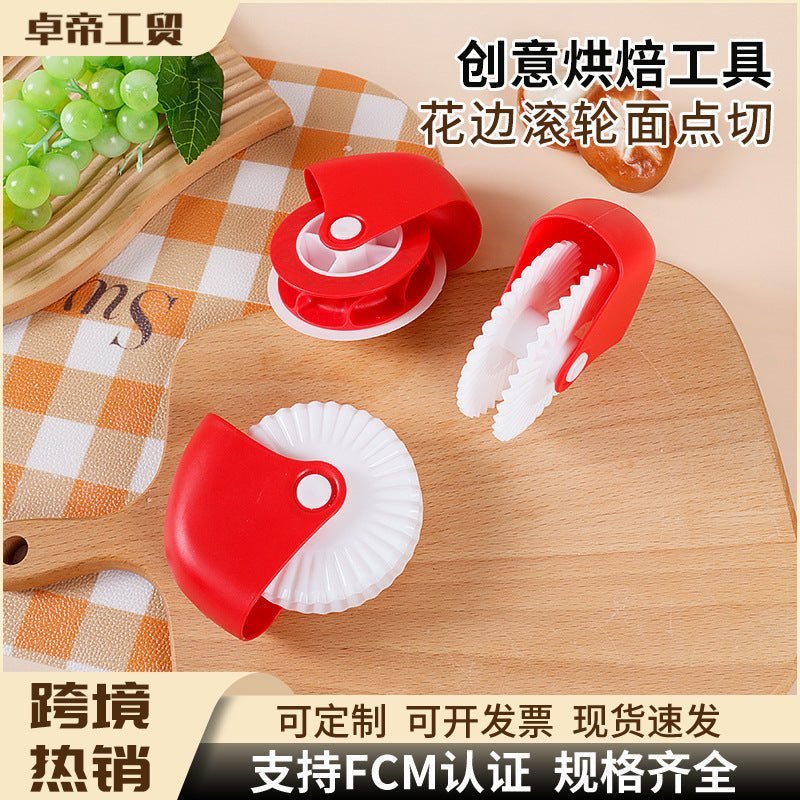 Multifunctional pastry cutting wheel pizza curling wheel roller knife manual twist wheel cutter baking tool cross-border