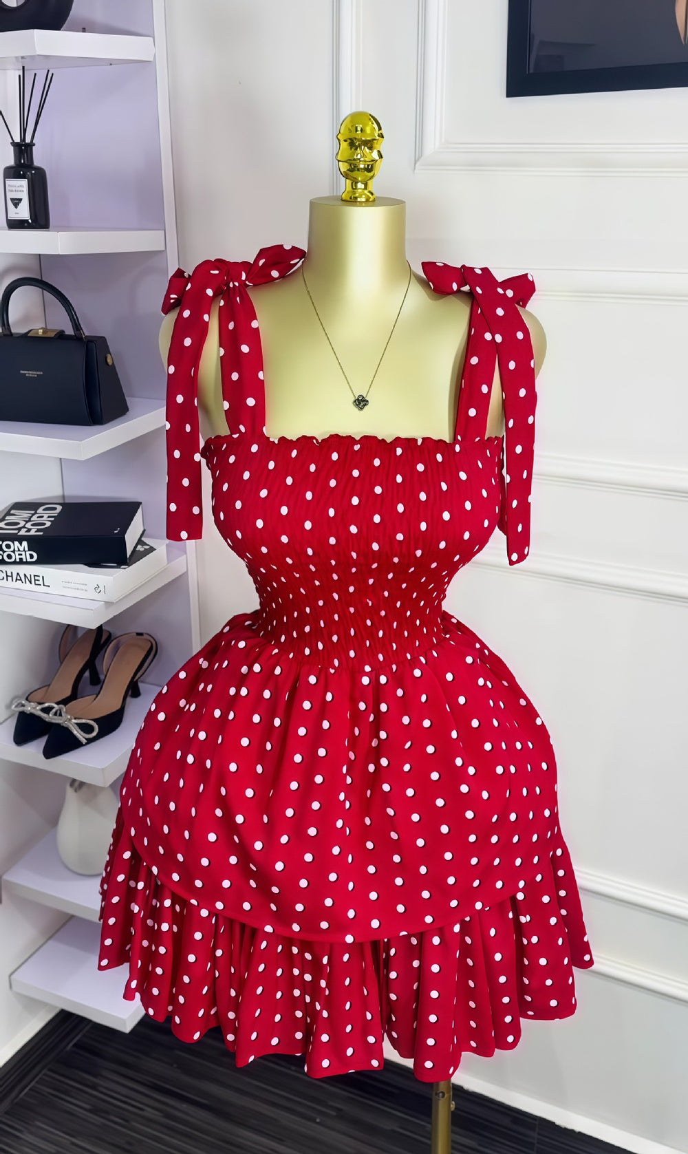 European and american cross-border women's fashion  summer new arrival: polka dot sleeveless butterfly tie waist puffy mini dress