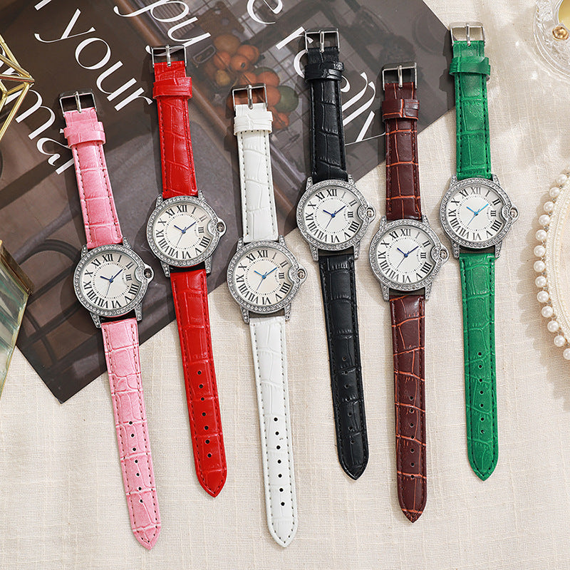 2025 new fashion diamond-studded women's watch with leather strap - quartz wristwatch, direct from manufacturer, ready to ship, dropshipping available