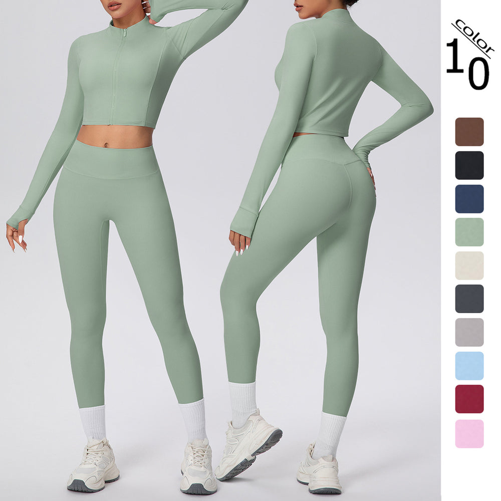Cloud-feel outdoor compression yoga set for women - cropped high-waisted running workout outfit, quick-dry activewear two-piece set