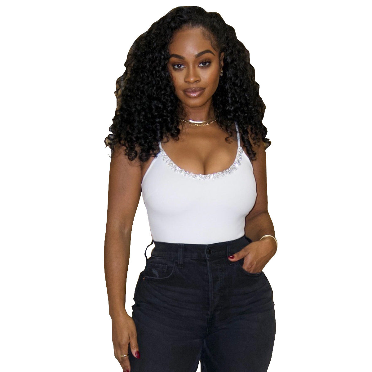 041717TBG Freet 2025 summer new sexy slim sling seam drill European and American sling small top women
