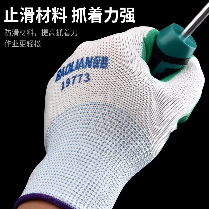 Protective gloves, labor protection, work, abrasion resistant, non-slip, white gauze, cotton yarn, nitrile rubber, labor, car repair, worker, carpentry, grafting