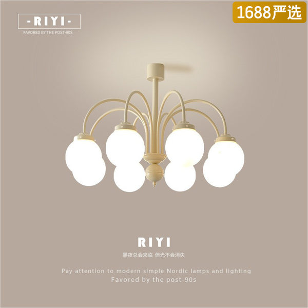 [Strict selection] French retro cream wind master bedroom chandelier lamp round ball dining room living room Nordic warm lamps