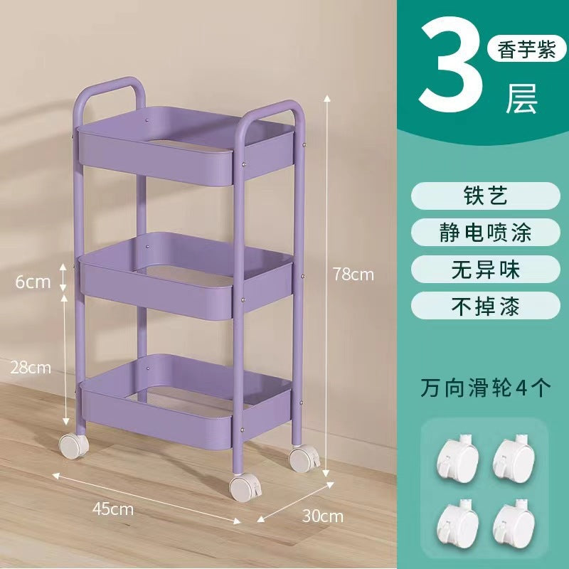 Influencer-style rolling cart shelf - home use, kitchen, bedroom, snack rack, living room multifunctional storage organizer - wholesale