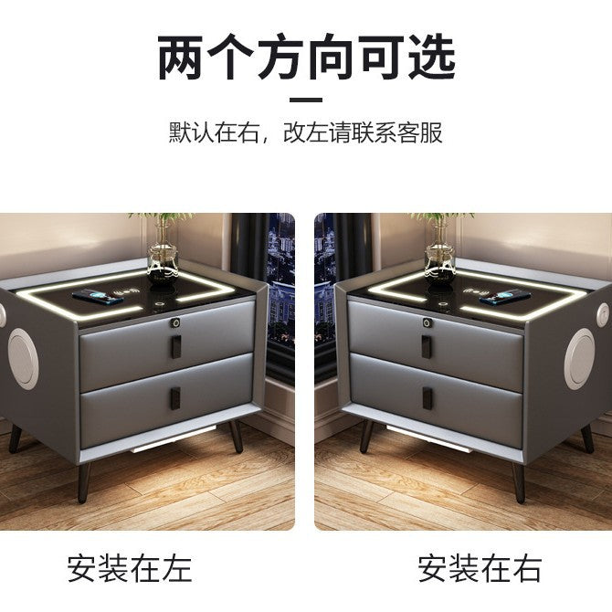 Smart nightstand - modern minimalist, new luxury solid wood bedside table with wireless charging and multiple functions for bedroom