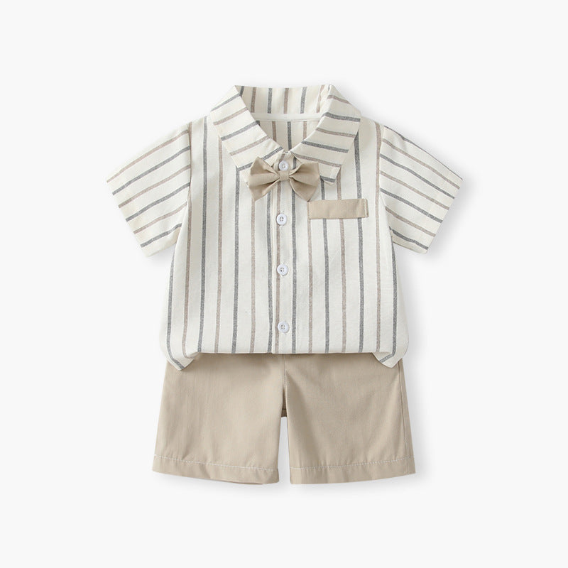 Infant and toddler clothing summernew arrival thin british gentleman 100-day first birthday dress handsome baby boy short-sleeved suit