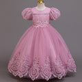 Ready-to-ship children's embroidered sequin puff sleeve princess dress - girls' runway model dress - kids dress