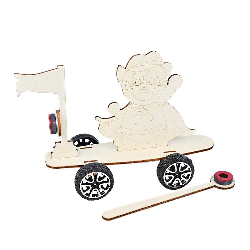 Magnetic trolley new homemade simple scientific experiment kindergarten handmade DIY fun assembly technology small production meow