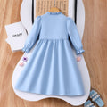 Girls' dress for toddlers and young children, solid color long-sleeve dress with 3d floral appliqués