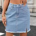 Fashion cross-border export  foreign trade  new style washed fashion slit denim hip skirt short skirt