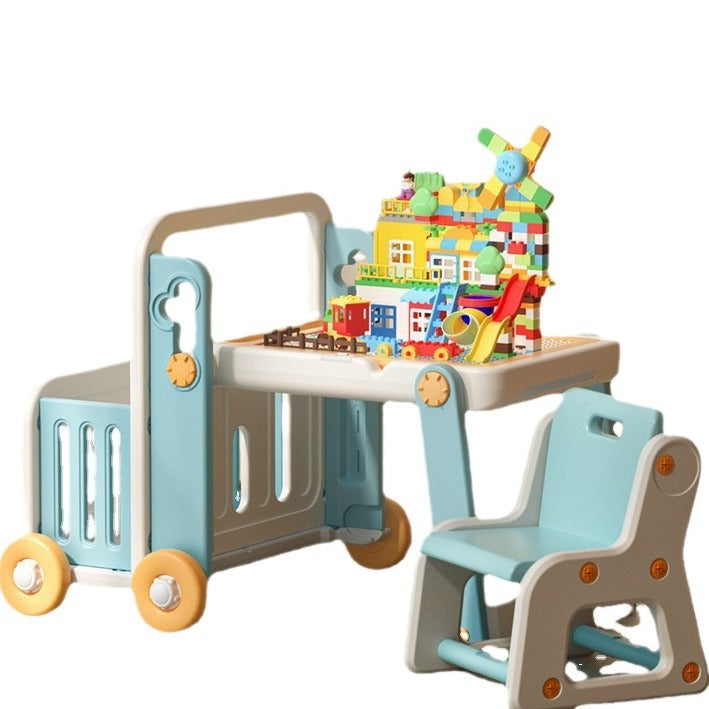 Manlong building block tables and chairs children's patchwork multi-functional storage game learning table baby large particle toy table