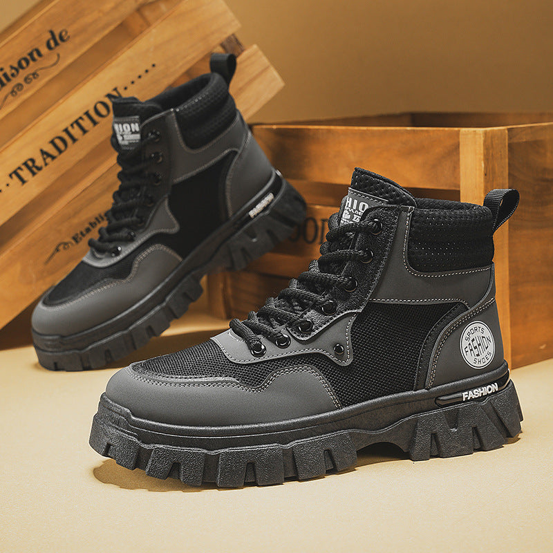 Men's shoes: new autumn 2025 men's martin boots - trendy, versatile work boots, slip-resistant, wear-resistant, thick-soled high-top boots