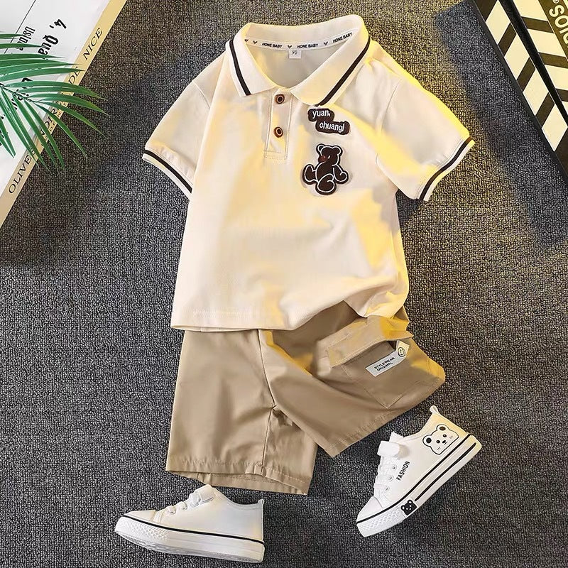 Boys' summer short-sleeve outfit:  new trendy style, stylish baby clothes, kids' summer cool & edgy apparel