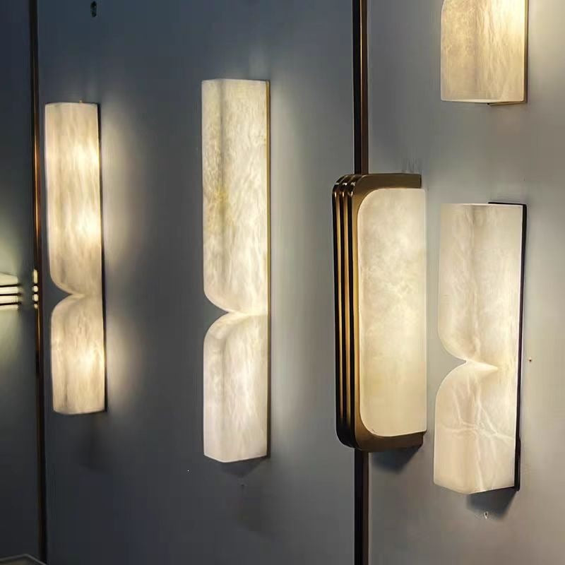 Spanish natural marble wall lamp - ideal for hotel, villa, background wall, entryway, stairwell, hallway, bedroom, and bedside decor