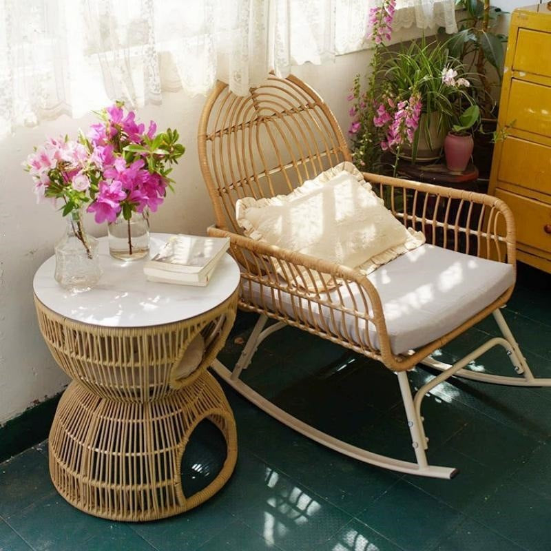 Rocking chair balcony casual rattan chair for home lazy sofa single living room rocking chair outdoor adult lounge rocking chair