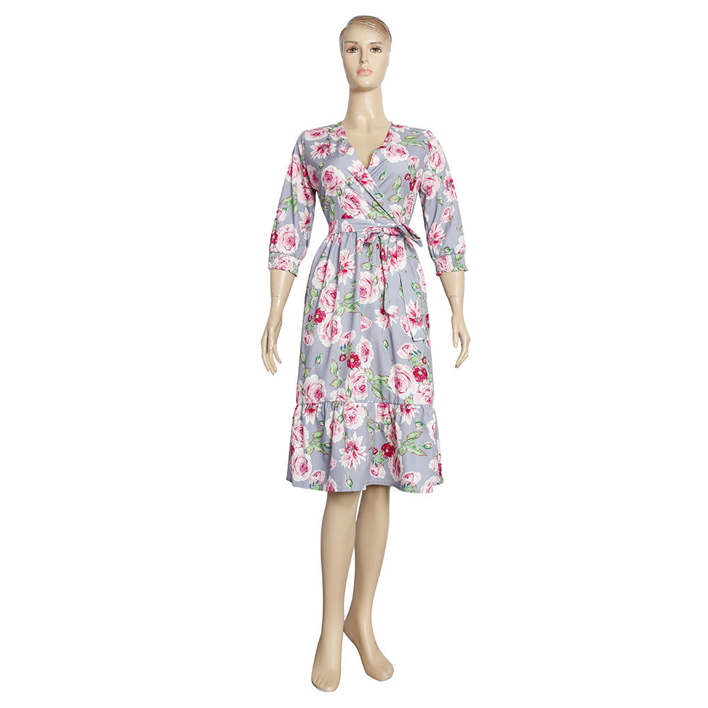 Aliexpress cross-border sourcing: african fashion plus size women's clothing -  summer collection - slimming chiffon printed dress