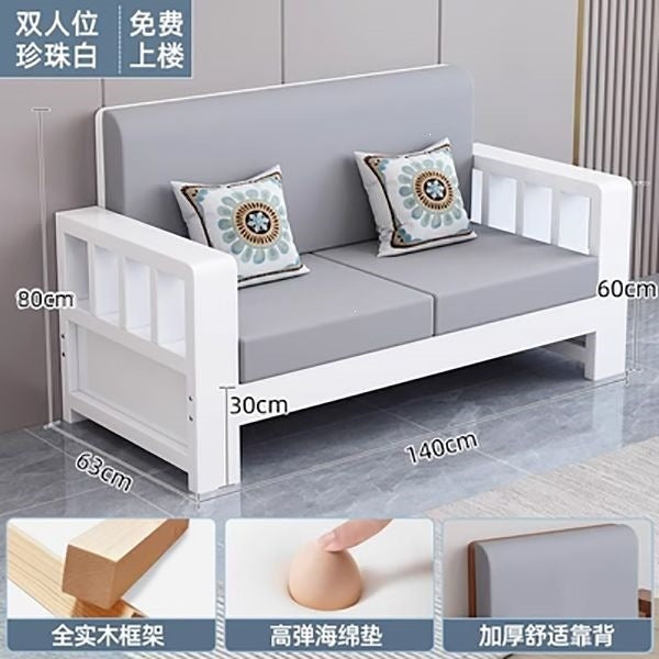 Solid wood sofa combination new chinoiseriefor home living room small apartment straight row three-person slot simple rental room single sofa