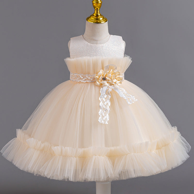Wholesale girls' sequin tulle princess dress - perfect for kindergarten graduation, evening events, and more!