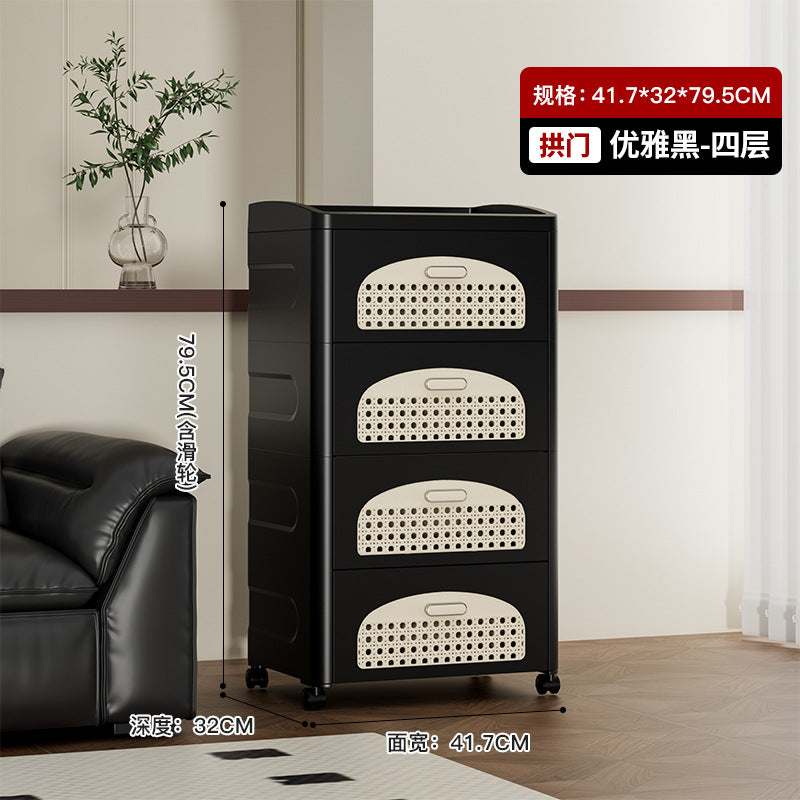 Household trolley foldable storage rack multi-functional finishing box living room bedroom dustproof thickened snack storage cabinet