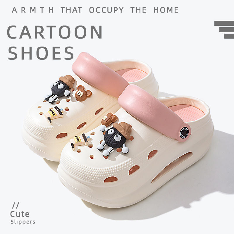 2025 new women's wedge platform clogs - summer outdoor wear, thick sole, two-wear style, chunky heel, non-slip beach sandals & slippers