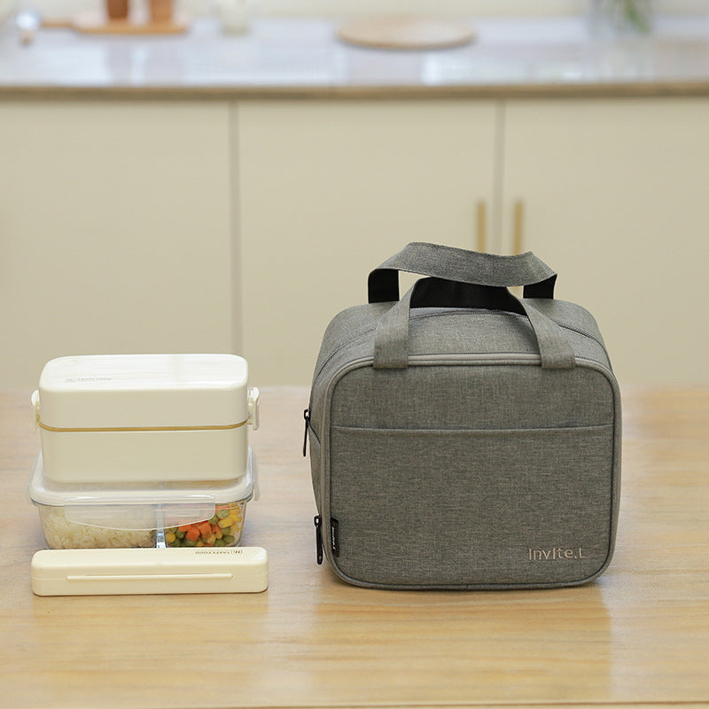 Bento bag, thermal insulation bag, double-layer lunch box, handbag, aluminum foil thickened large bag with rice bag, office worker lunch box bag.