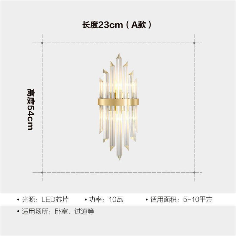 Luxury crystal wall sconce led - minimalist style for living room tv background, bedroom bedside, hallway, aisle, and stairway