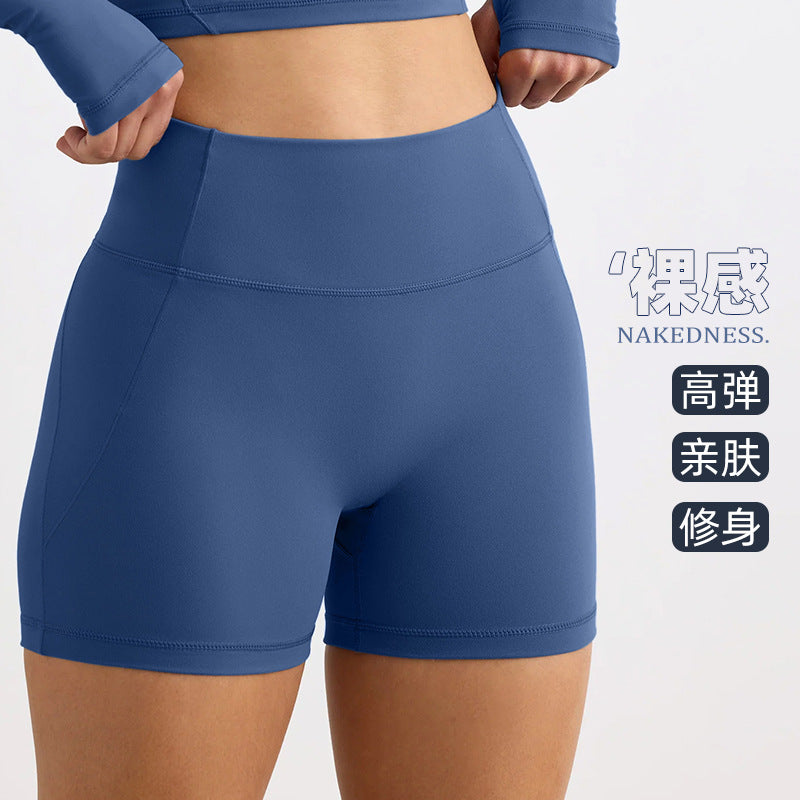 quick-drying nude yoga shorts, butt-lifting fitness three-quarter pants, tight high waist running sports shorts for women outwear