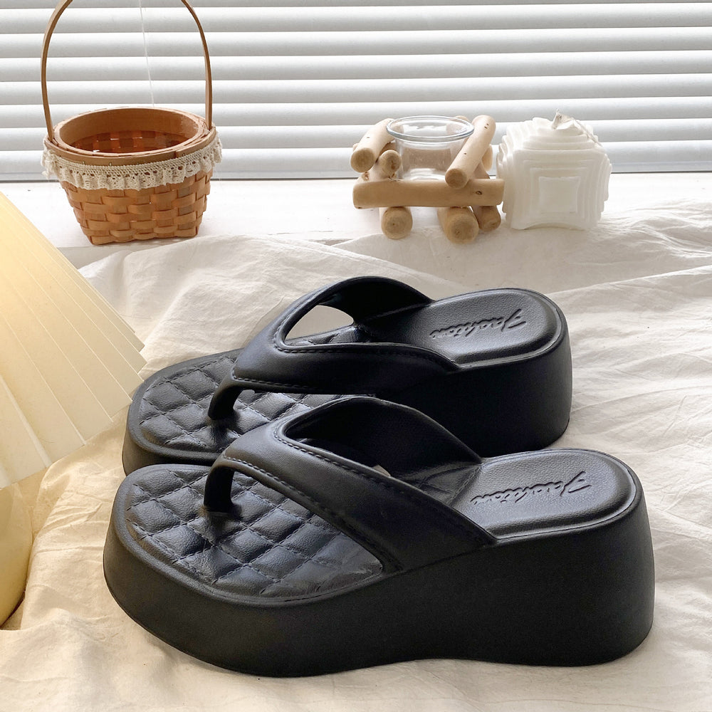 New eva fashion platform flip-flops - stylish, height-boosting, casual, and versatile for beach vacations and everyday wear