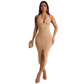 C7095 cross-border   fashion women's hotfix rhinestone bodycon sexy mini dress