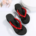 Spring/summer new roman style wedge flip-flops with rhinestone and pom-pom detail, ready-to-wear sandals, dropshipping available
