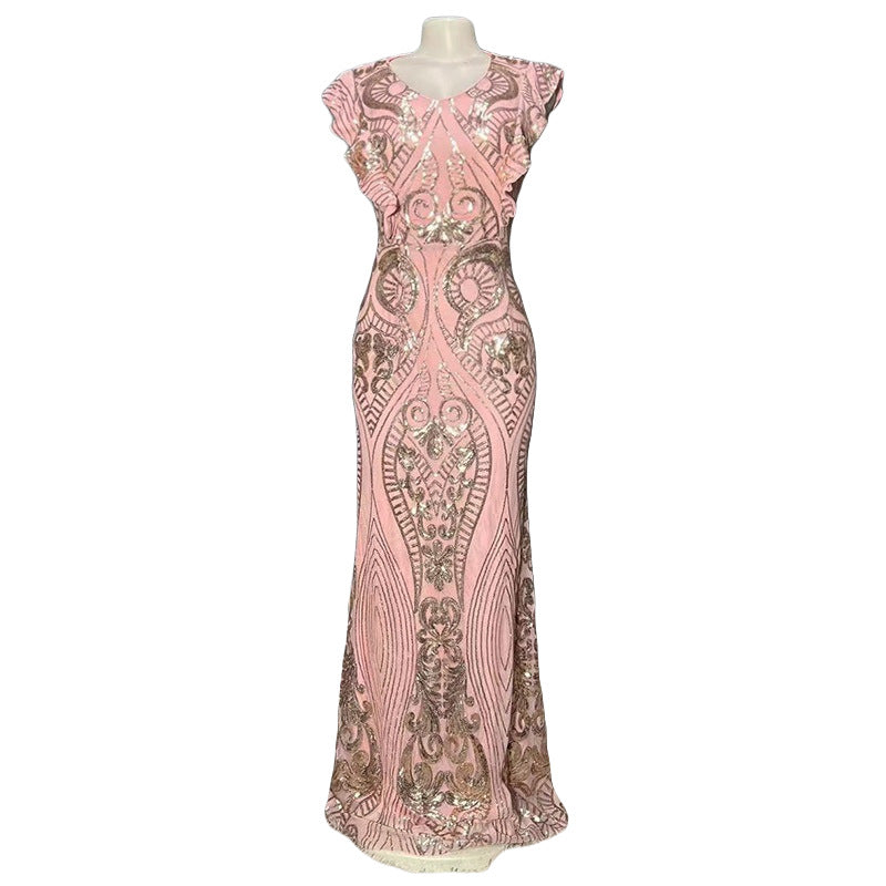 Special offer: european & american fashion sexy sequin maxi dress - solid color, elegant, luxurious wedding, prom, and evening gown