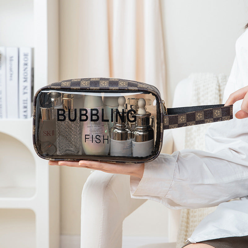 Yulang plaid cosmetic bag large capacity portable toilet bag waterproof swimming bag travel storage bag light luxury beach bag