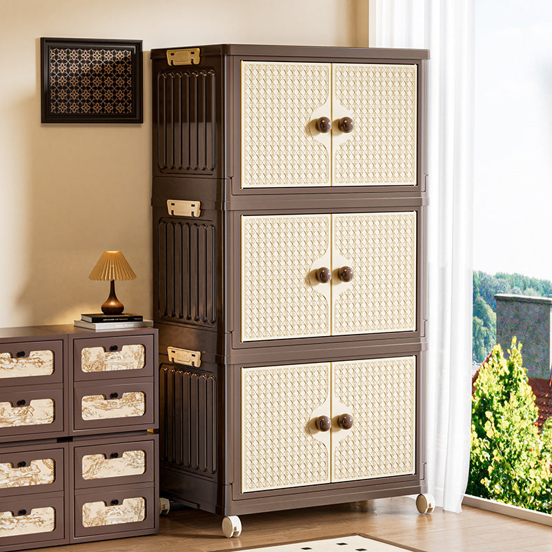 Cabinet folding storage box double door household clothing locker sorting medium and ancient style retro multi-layer storage furniture