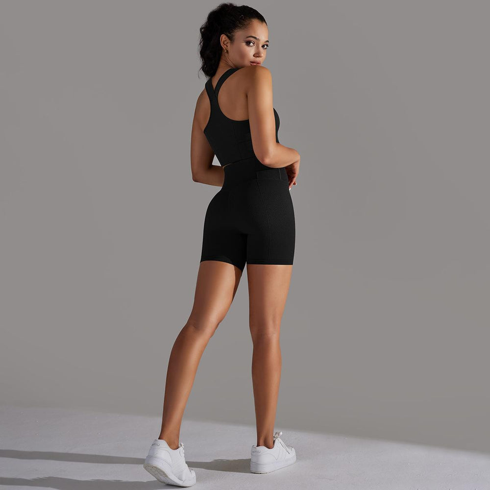 new arrival seamless jacquard knitting yoga wear breathable tight sports suit high waist hip lifting running fitness wear