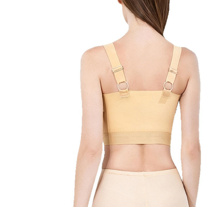 Post-implant breast lift shapewear: wireless bra with chest binder for post-surgery recovery and side boob contouring