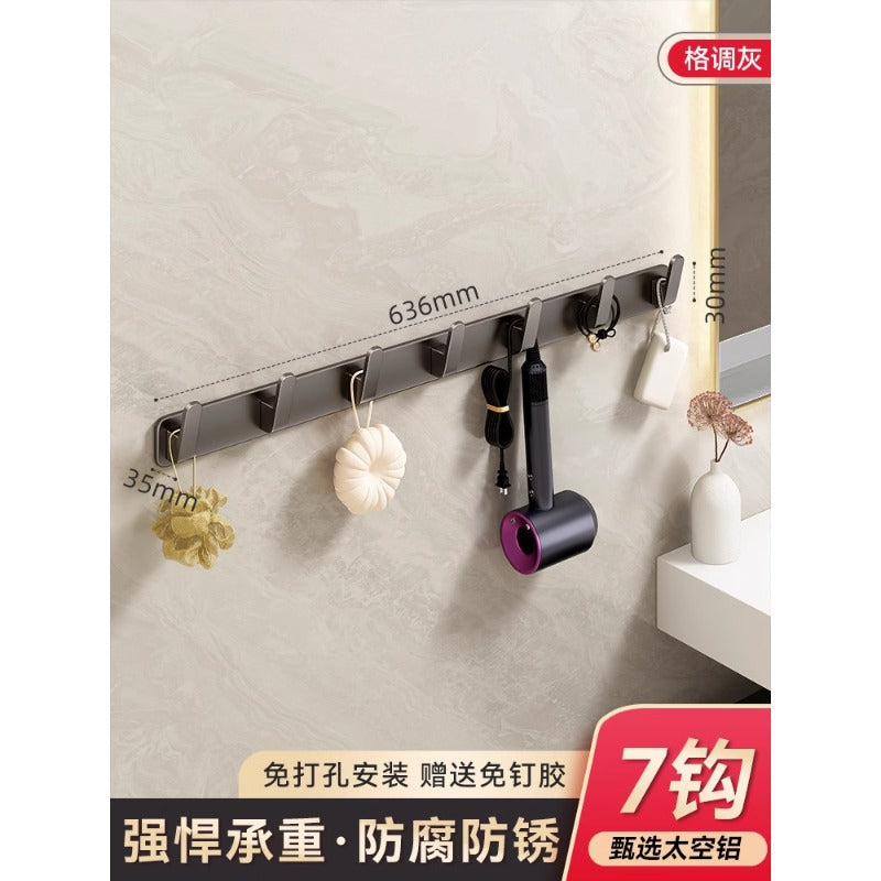 Wall-mounted clothes hooks for entryways, closets, bathrooms, kitchens, and home use. space aluminum, no-drill installation, multi-hook design