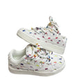 Fairy bean rainbow grid canvas sneakers women's autum breathable thick solewhite student shoes easiest for matchniche style sports casual shoes