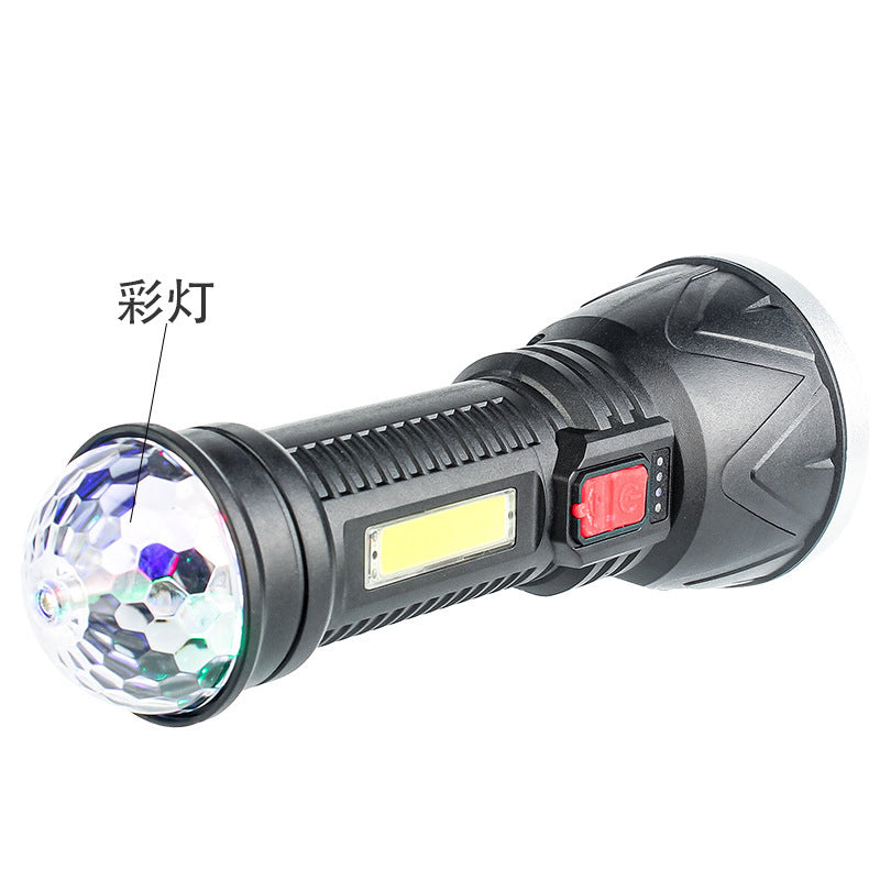 Cross-border strong light flashlight  popular USB charging outdoor camping emergency multi-functional home lighting