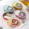 Cartoon grid lunch box, 304 stainless steel bento box, microwaveable, insulated lunch container for students and office workers