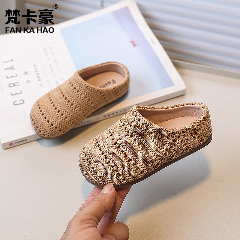 Woven open-toe slides -  summer new arrivals - beach sandals for girls - easy slip-on mules