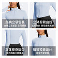 Jinke cross-border yoga outwearshortlong sleeves waist tight tops zipper stand collar sports fitness women